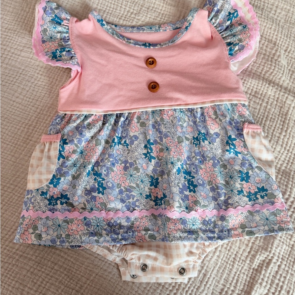 Pink Floral Baby Girl One-Piece Bodysuit